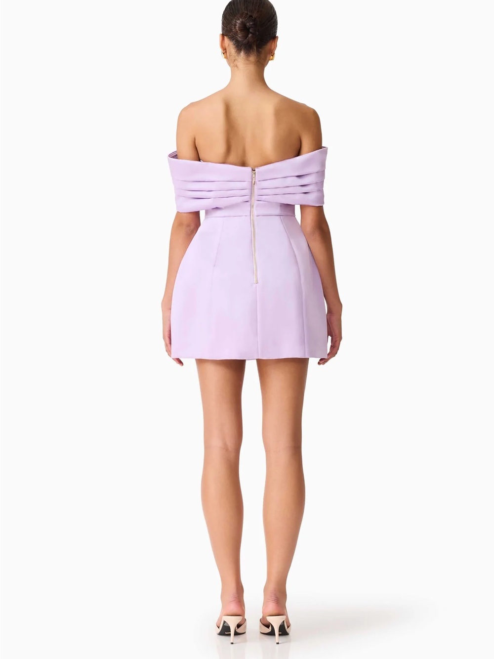Elliatt Lilac Off-Shoulder Pleated Mini Dress - Picture 2 of 4